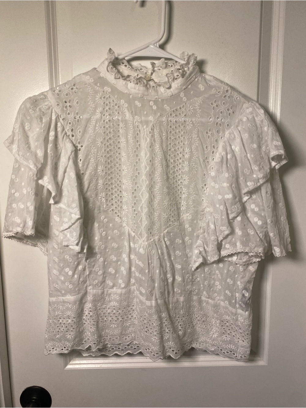 Etoile Isabel Marant Eyelet Ruffle Sleeve Blouse